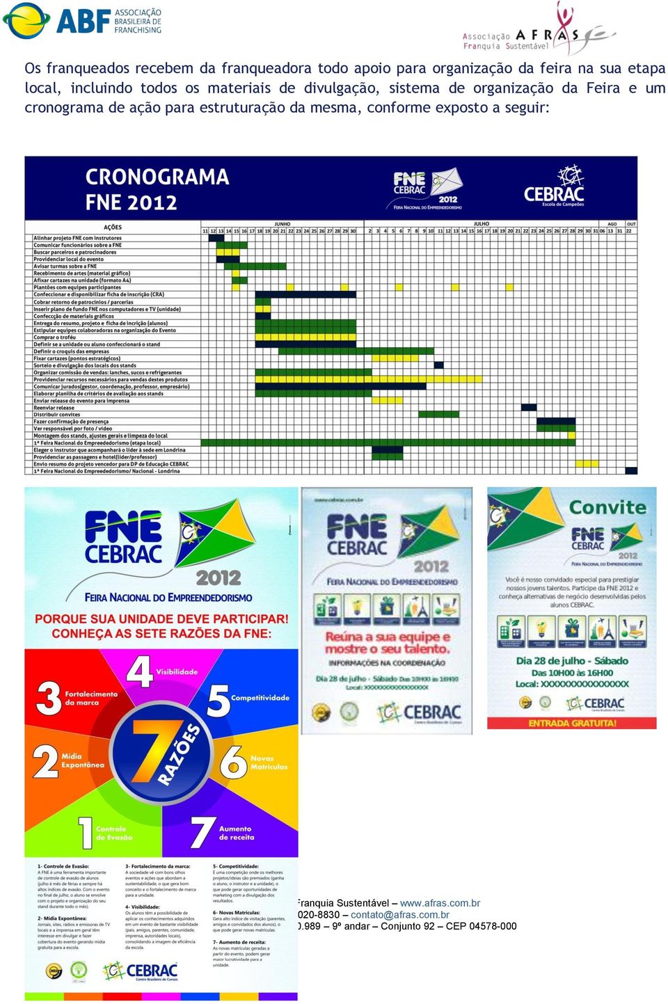 materiais de divulgação, sistema de organização da Feira e um