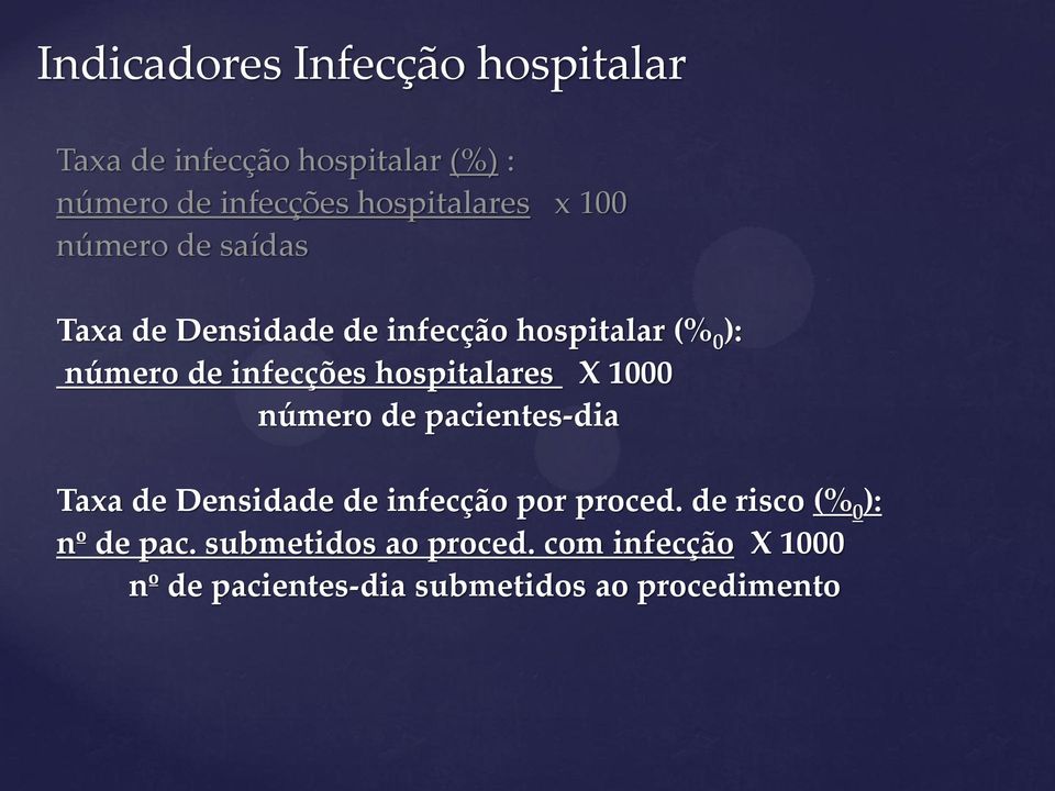 hospitalares X 1000 número de pacientes-dia Taxa de Densidade de infecção por proced.