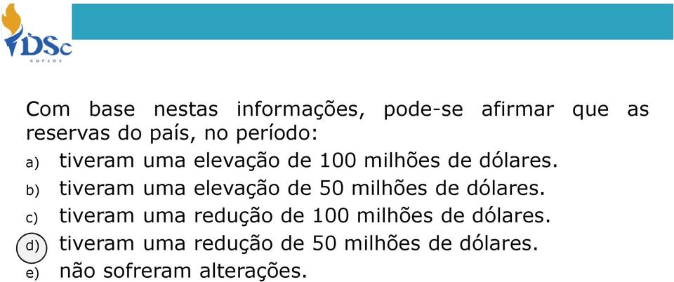 b) tiveram uma elevação de 50 milhões de dólares.