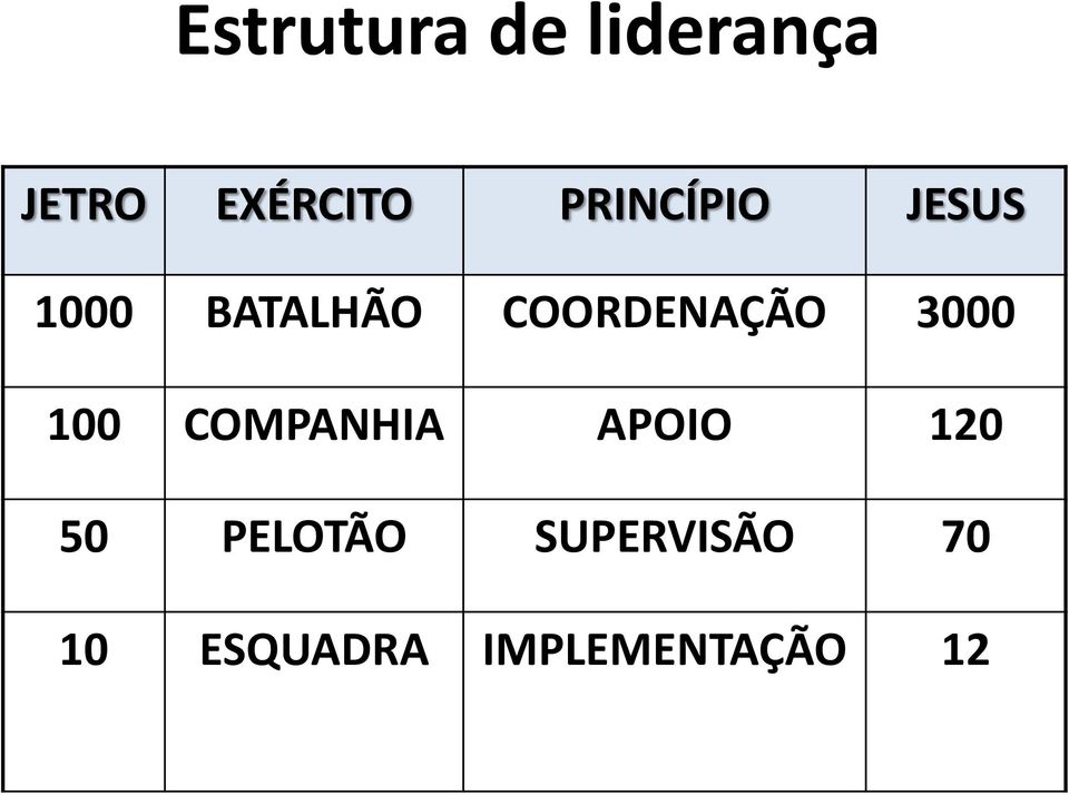 COORDENAÇÃO 3000 100 COMPANHIA APOIO 120