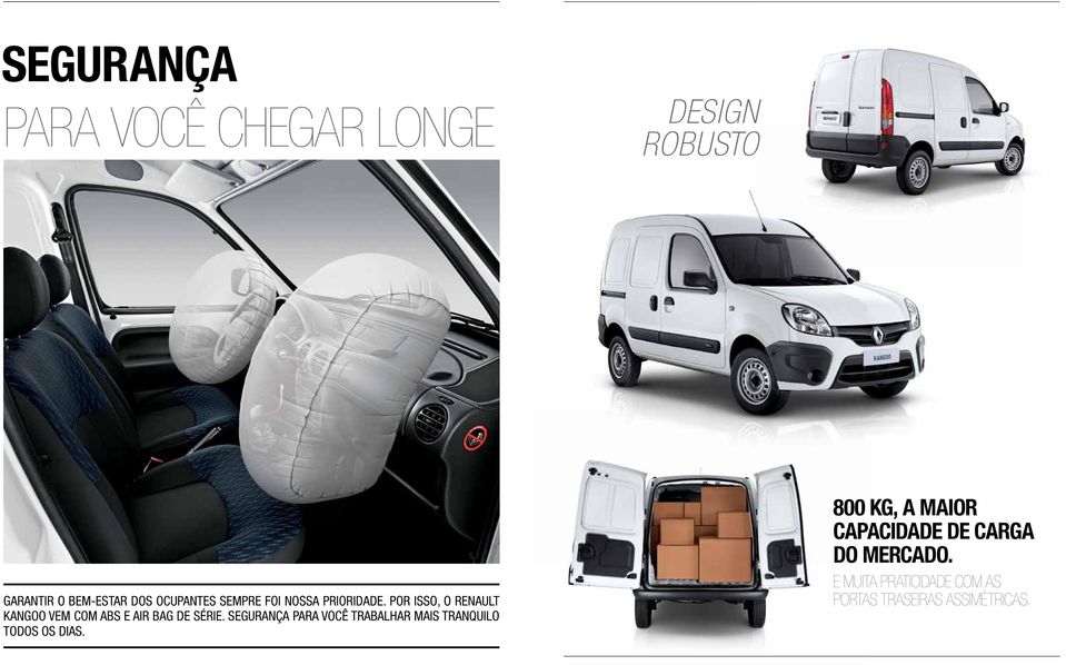 Por isso, o Renault Kangoo vem com ABS e air bag de série.