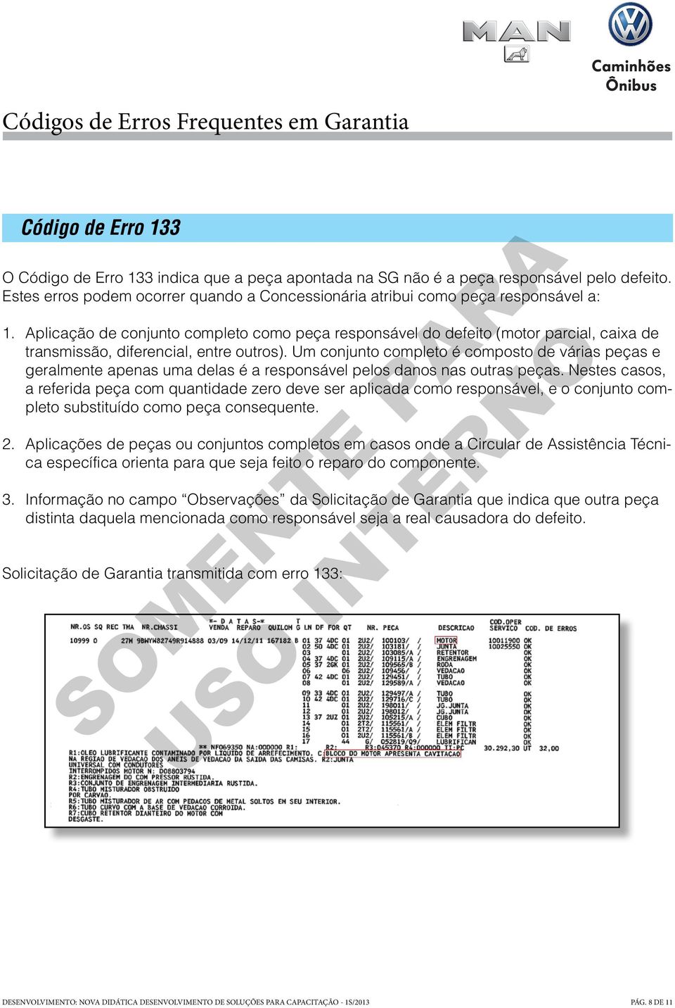 Um conjunto completo é composto de várias peças e geralmente apenas uma delas é a responsável pelos danos nas outras peças.