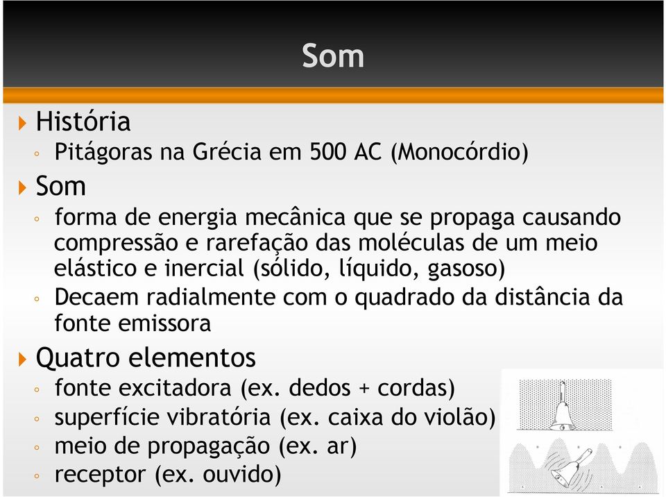 Decaem radialmente com o quadrado da distância da fonte emissora } Quatro elementos fonte excitadora (ex.