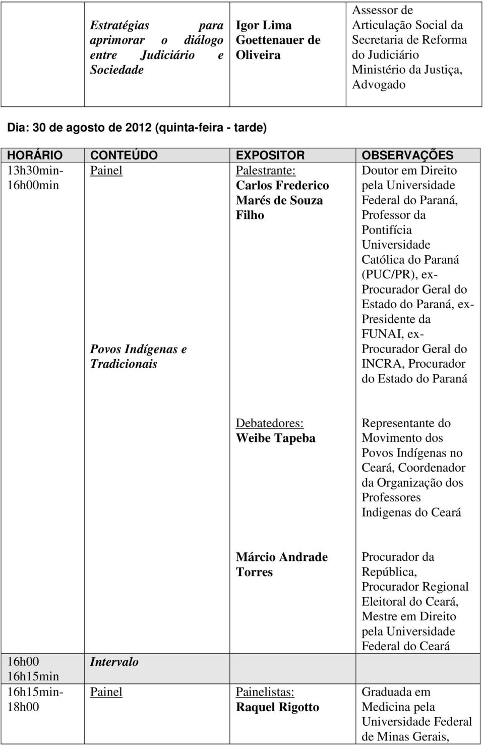 Paraná, Professor da Pontifícia Católica do Paraná (PUC/PR), ex- Procurador Geral do Estado do Paraná, ex- Presidente da FUNAI, ex- Procurador Geral do INCRA, Procurador do Estado do Paraná