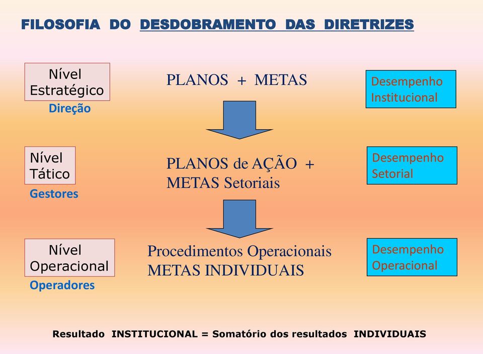 Desempenho Setorial Nível Operacional Operadores Procedimentos Operacionais METAS