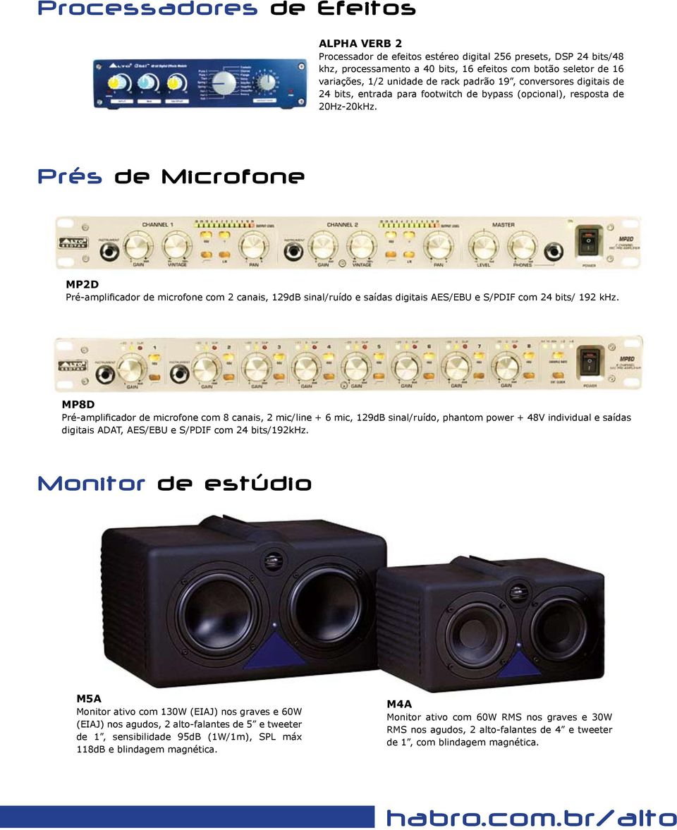 Prés de Microfone MP2D Pré-amplificador de microfone com 2 canais, 129dB sinal/ruído e saídas digitais AES/EBU e S/PDIF com 24 bits/ 192 khz.