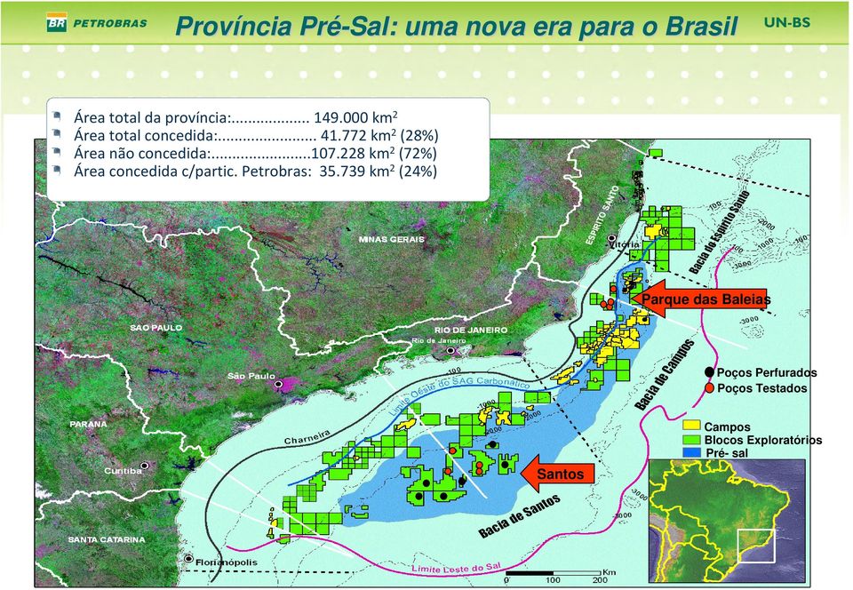 228 km 2 (72%) Área concedida c/partic. Petrobras: 35.