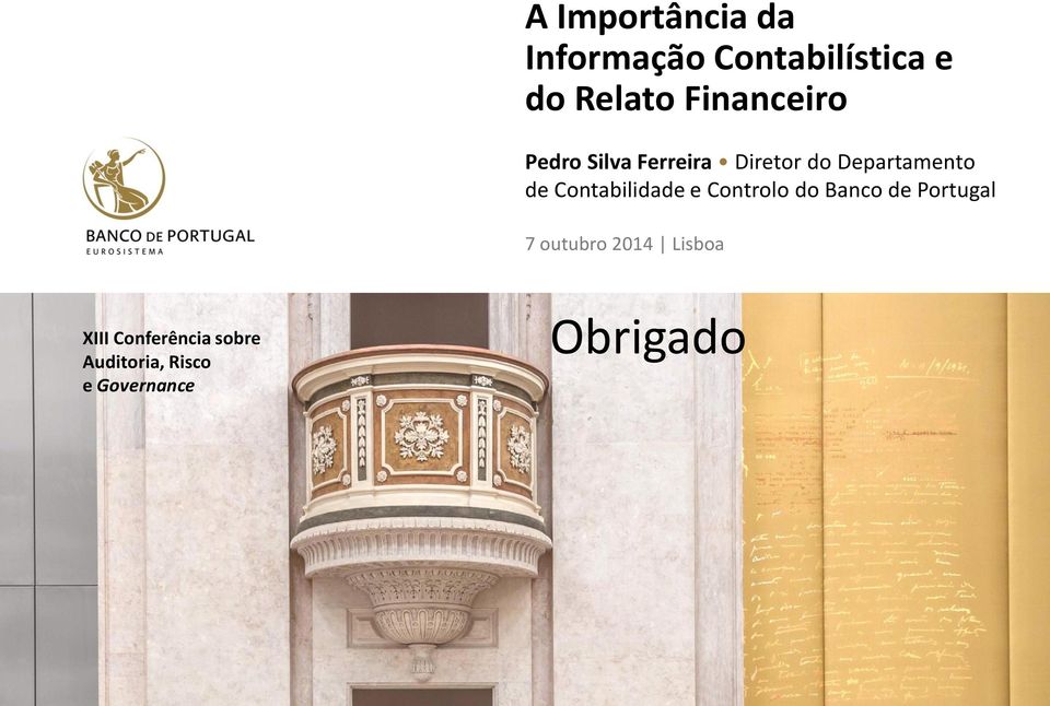 Contabilidade e Controlo do Banco de Portugal 7 outubro 0