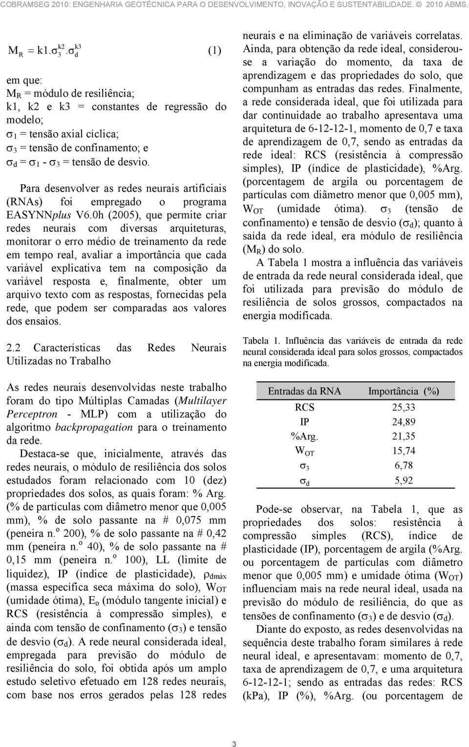 Para desenvolver as redes neurais artificiais (RNAs) foi empregado o programa EASYNNplus V6.