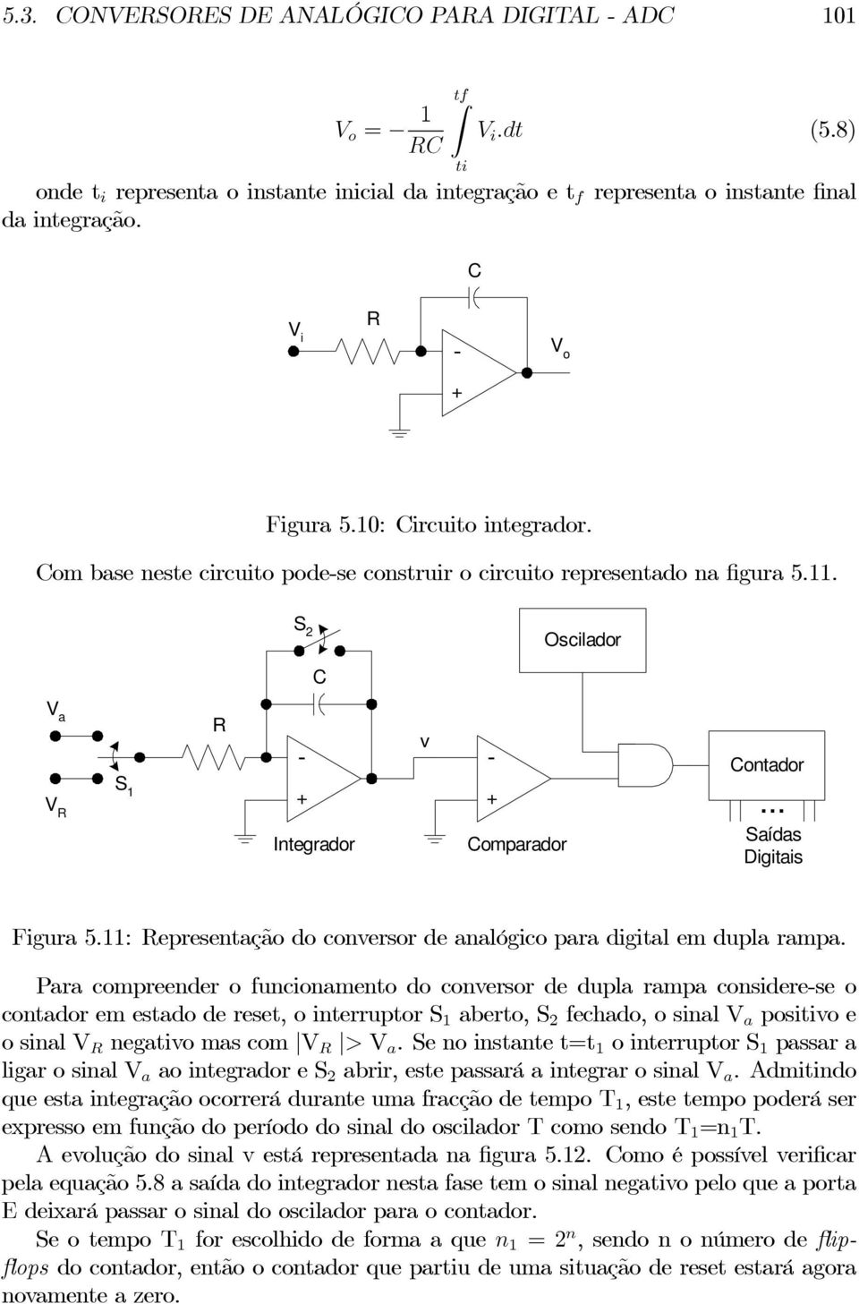 11: epresentação do conversor de analógico para digital em dupla rampa.