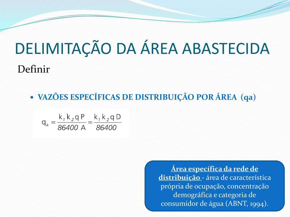 distribuição - área de característica própria de ocupação,