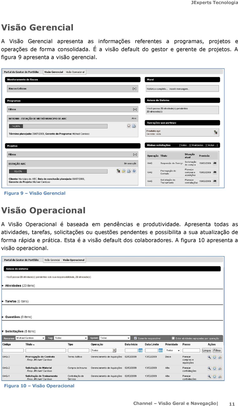 Figura 9 Visão Gerencial Visão Operacional A Visão Operacional é baseada em pendências e produtividade.