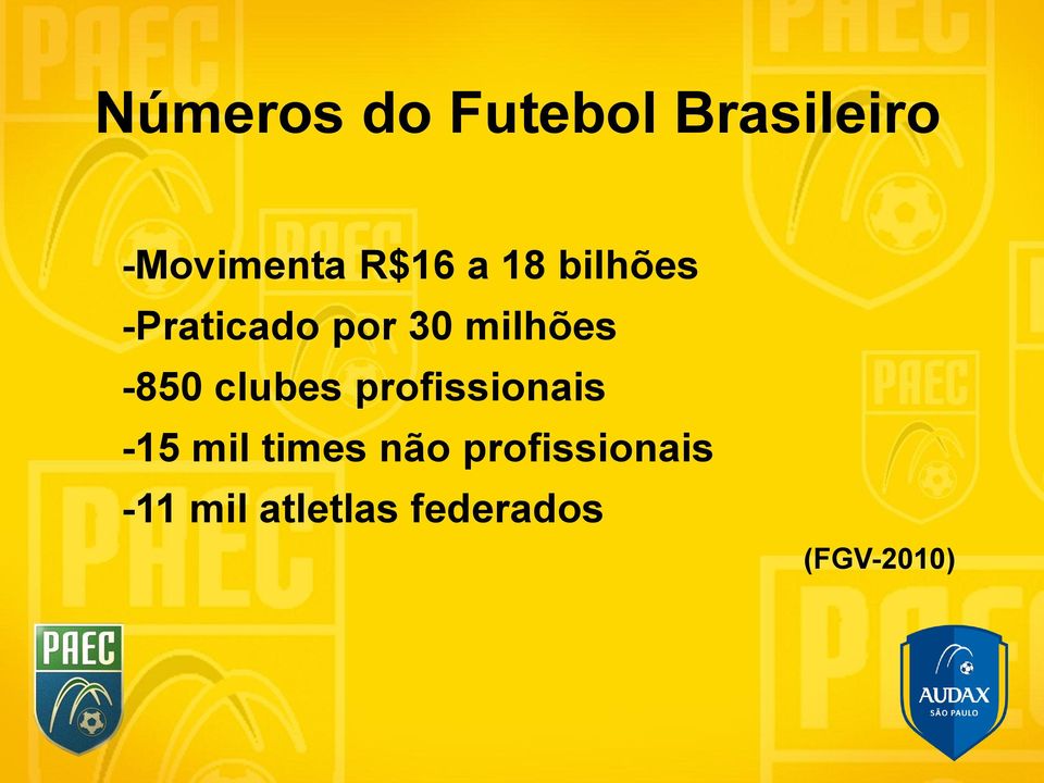 -850 clubes profissionais -15 mil times não