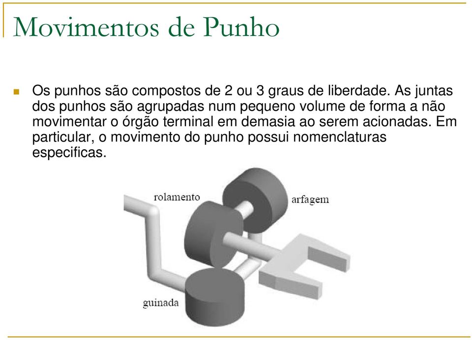 As juntas dos punhos são agrupadas num pequeno volume de forma a