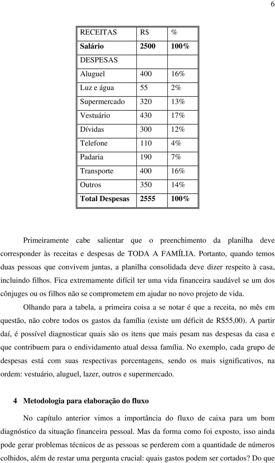 Portanto, quando temos duas pessoas que convivem juntas, a planilha consolidada deve dizer respeito à casa, incluindo filhos.