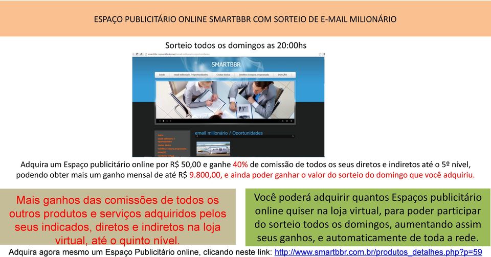 Mais ganhos das comissões de todos os outros produtos e serviços adquiridos pelos seus indicados, diretos e indiretos na loja virtual, até o quinto nível.