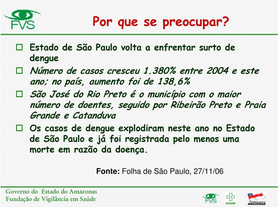 número de doentes, seguido por Ribeirão Preto e Praia Grande e Catanduva Os casos de dengue explodiram neste