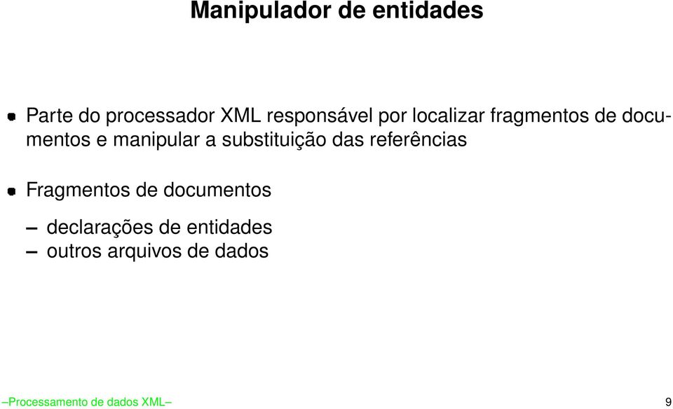 substituição das referências Fragmentos de documentos