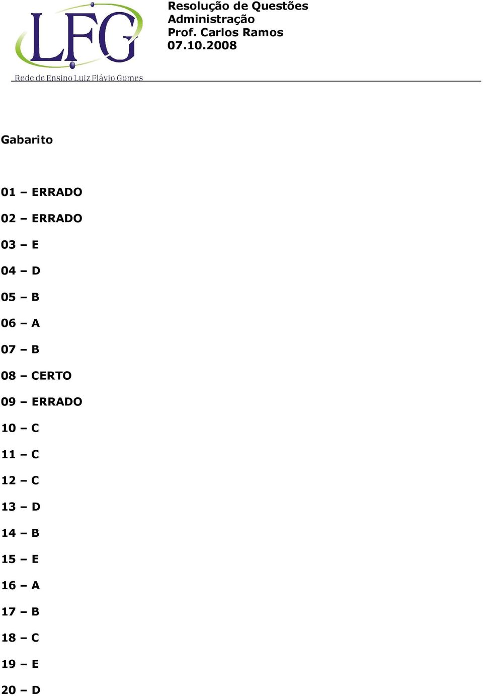 09 ERRADO 10 C 11 C 12 C 13 D