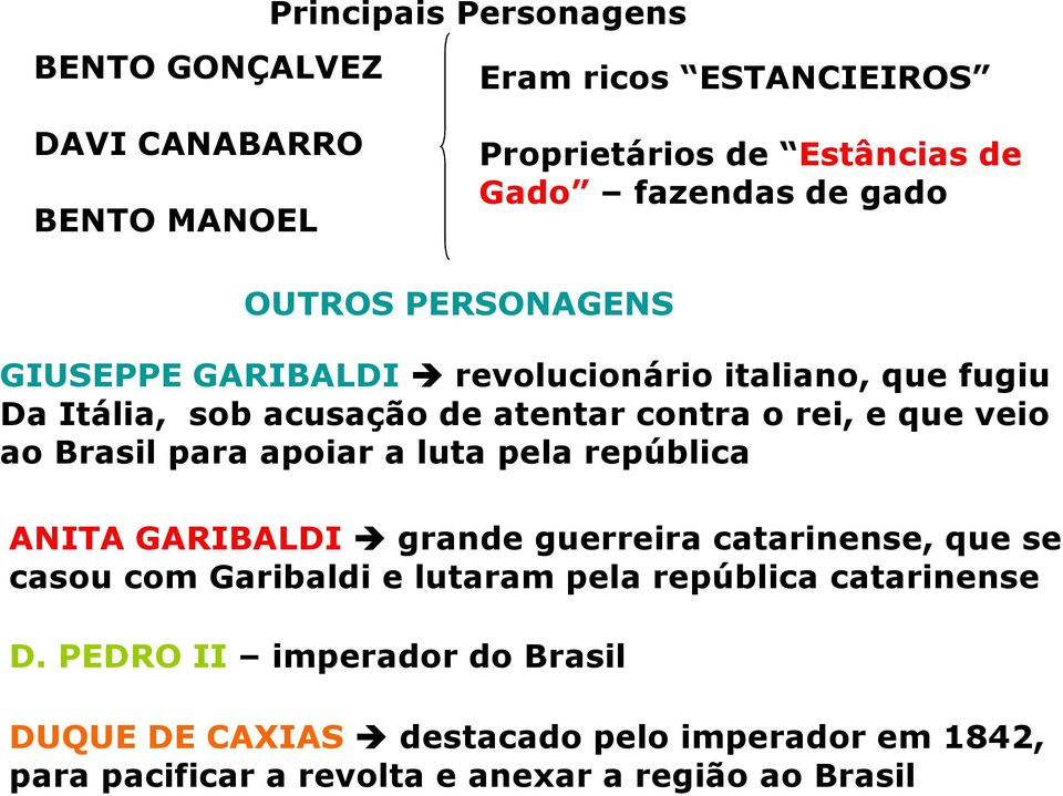 Brasil para apoiar a luta pela república ANITA GARIBALDI grande guerreira catarinense, que se casou com Garibaldi e lutaram pela república