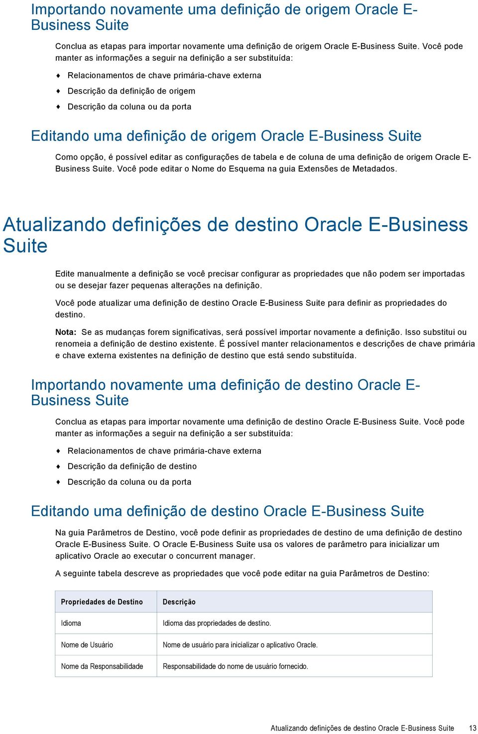definição de origem Oracle E-Business Suite Como opção, é possível editar as configurações de tabela e de coluna de uma definição de origem Oracle E- Business Suite.