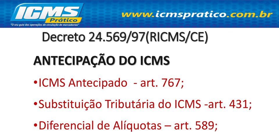 ICMS Antecipado - art.