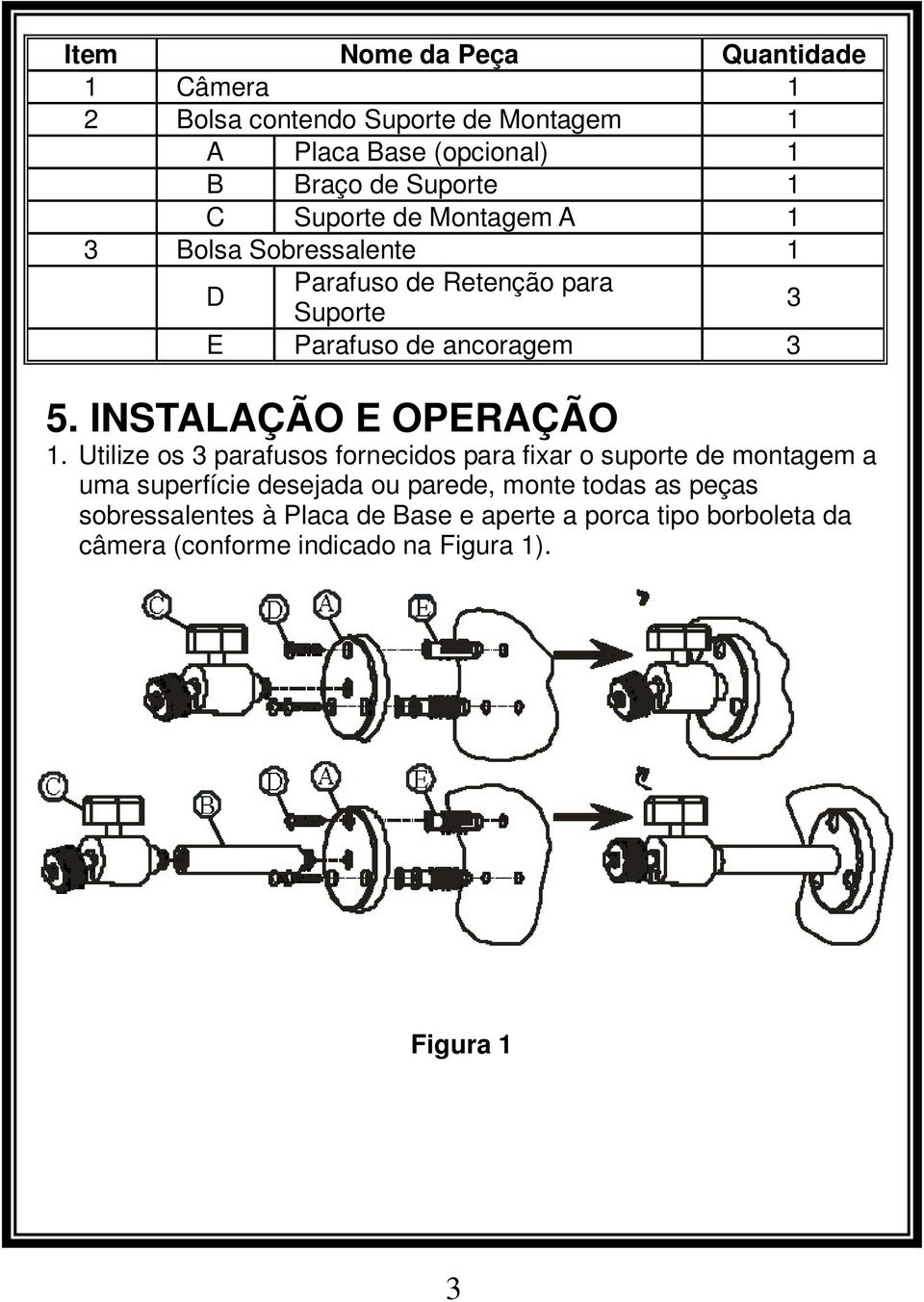 INSTALAÇÃO E OPERAÇÃO 1.