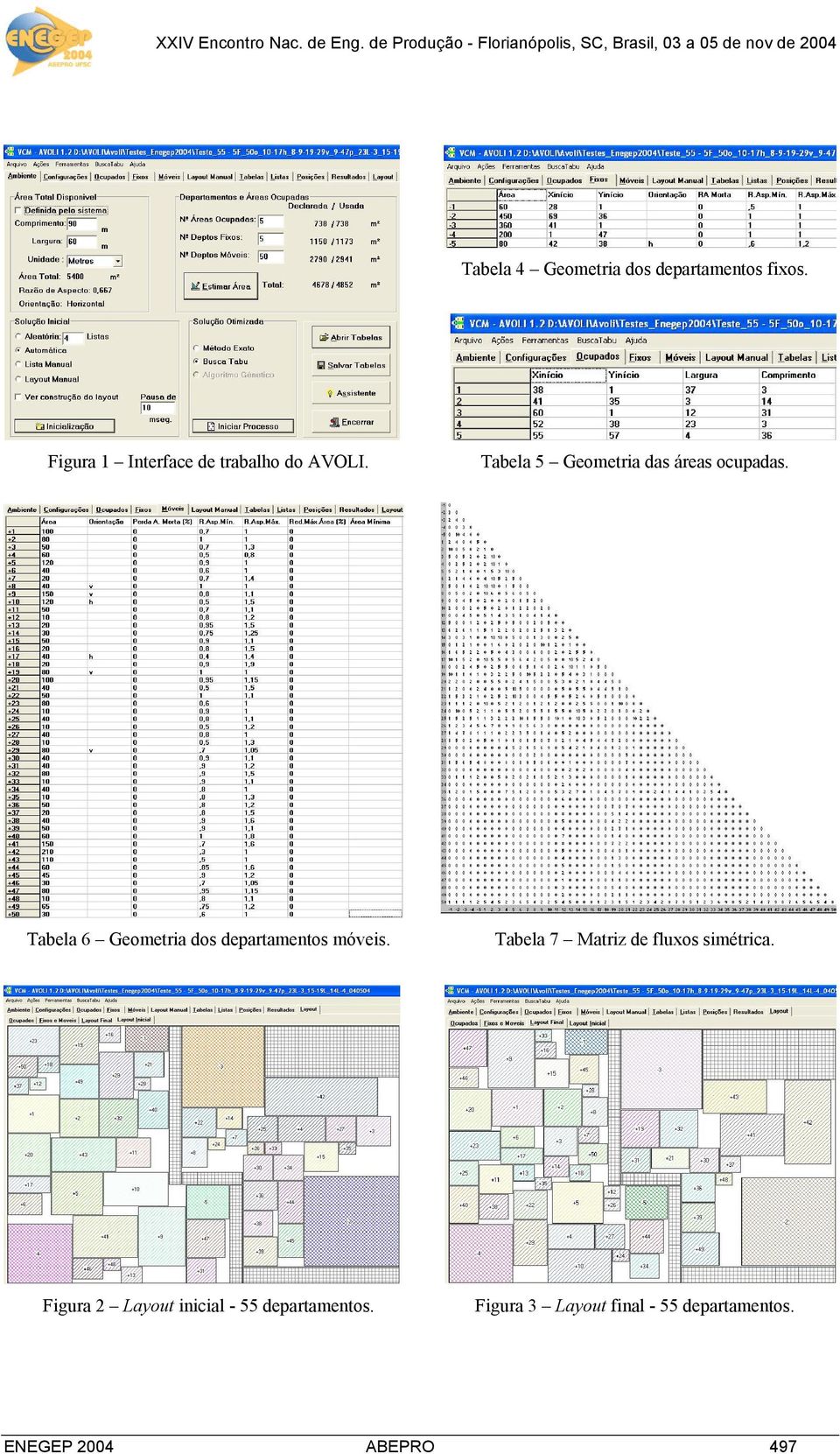 fixos. Figura 1 Interface de trabalho do AVOLI. Tabela 5 Geometria das áreas ocupadas.