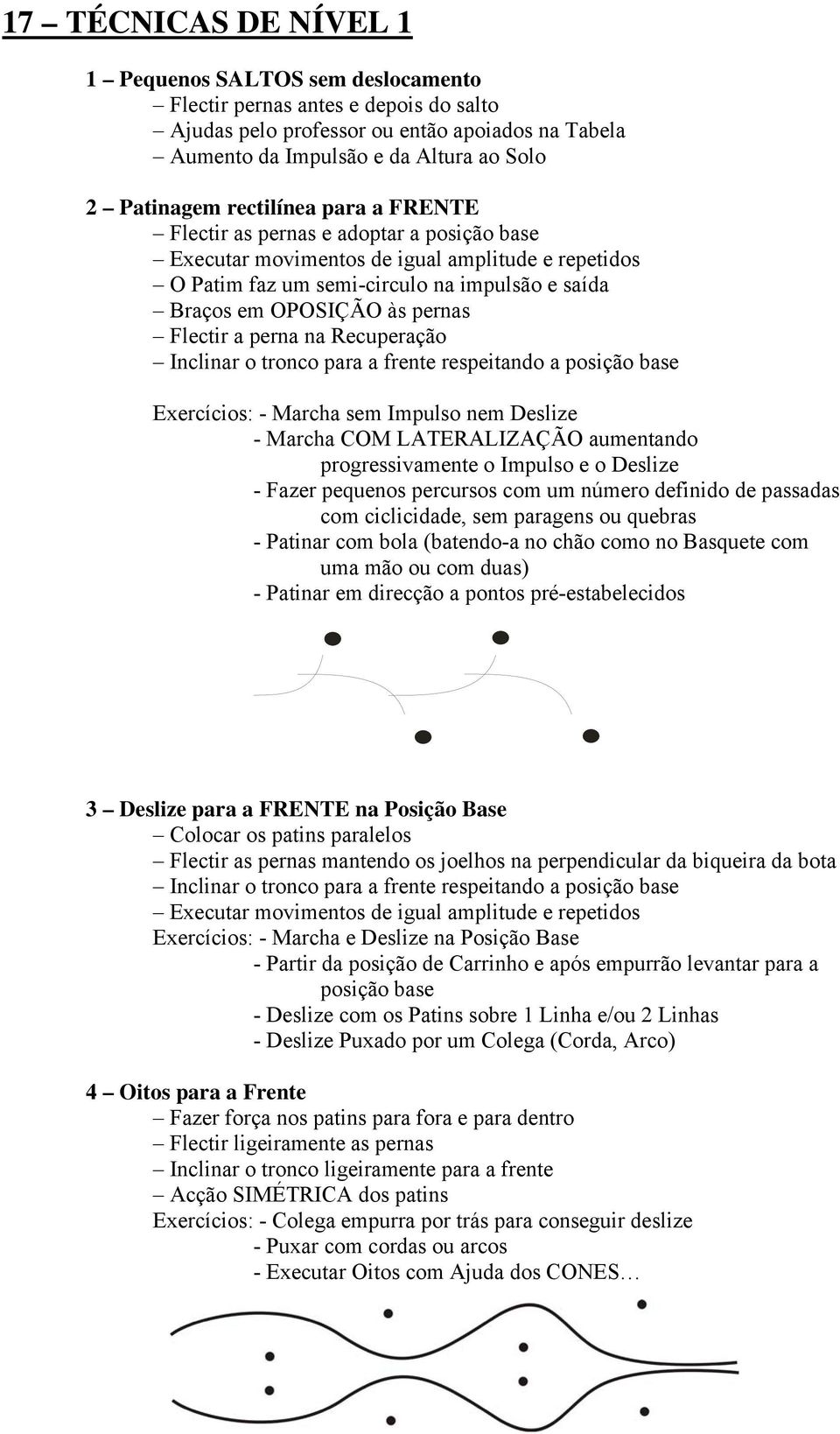 Flectir a perna na Recuperação Inclinar o tronco para a frente respeitando a posição base Exercícios: - Marcha sem Impulso nem Deslize - Marcha COM LATERALIZAÇÃO aumentando progressivamente o Impulso