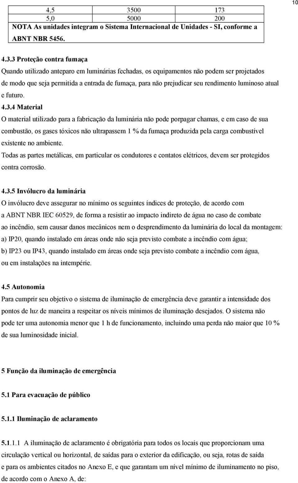 5,0 5000 200 NOTA As unidades integram o Sistema Internacional de Unidades - SI, conforme a ABNT NBR 5456. 10 4.3.