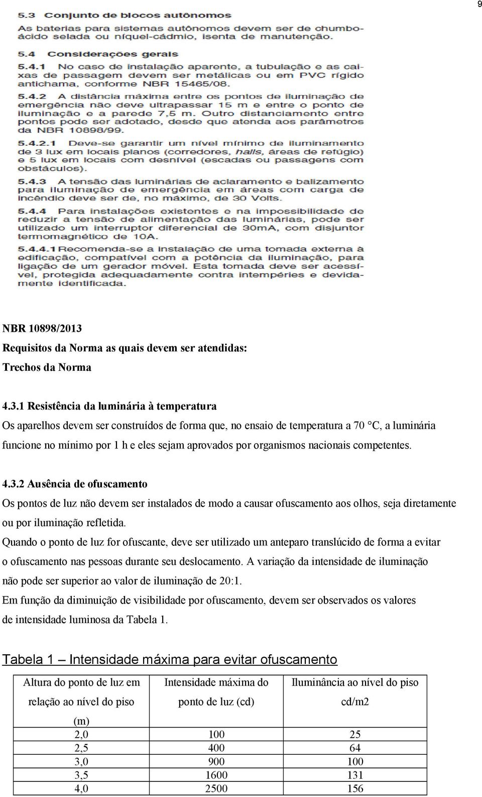 1 Resistência da luminária à temperatura Os aparelhos devem ser construídos de forma que, no ensaio de temperatura a 70 C, a luminária funcione no mínimo por 1 h e eles sejam aprovados por organismos