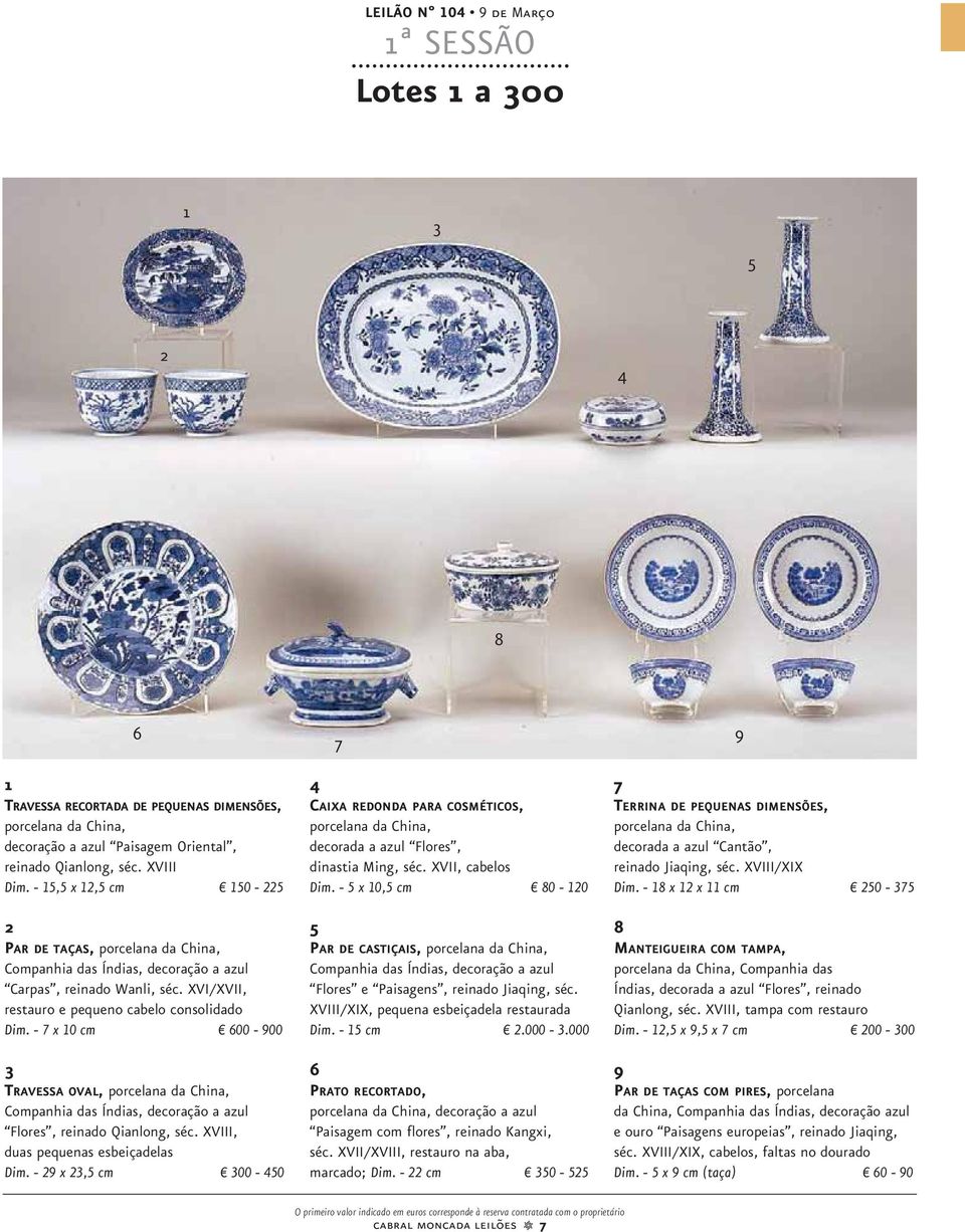 - 7 x 10 cm 600-900 3 TRAVESSA OVAL, porcelana da China, Companhia das Índias, decoração a azul Flores, reinado Qianlong, séc. XVIII, duas pequenas esbeiçadelas Dim.
