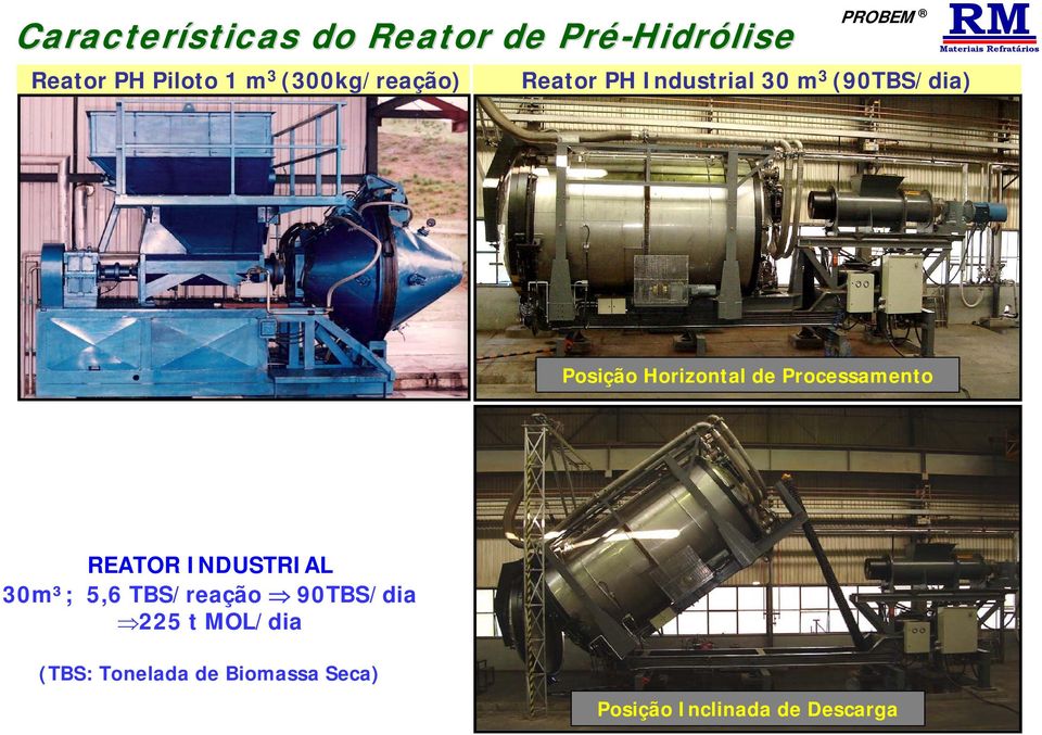 Horizontal de Processamento REATOR INDUSTRIAL 30m³; 5,6 TBS/reação