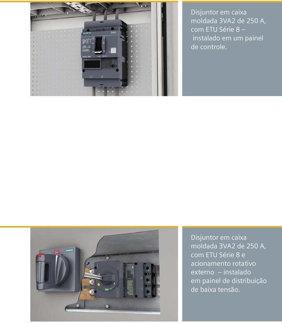 e acionamento rotativo externo instalado em painel de