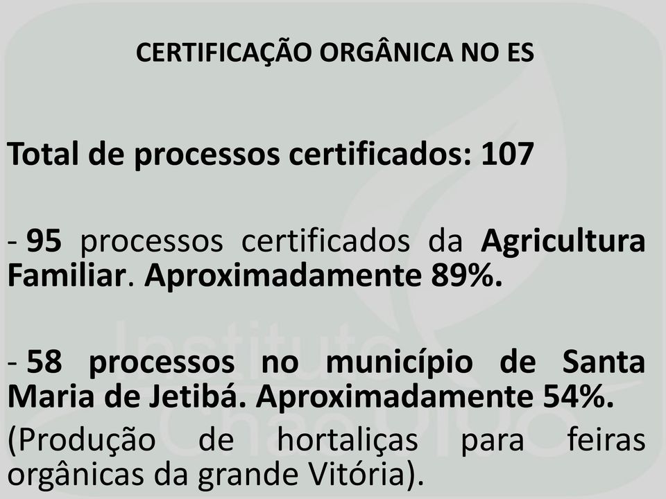 - 58 processos no município de Santa Maria de Jetibá.