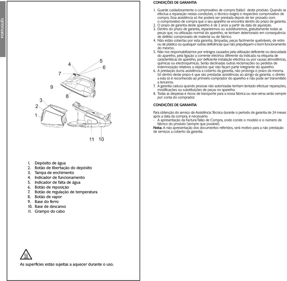 O prazo de garantia deste aparelho é de 2 anos a partir da data de aquisição. 3.