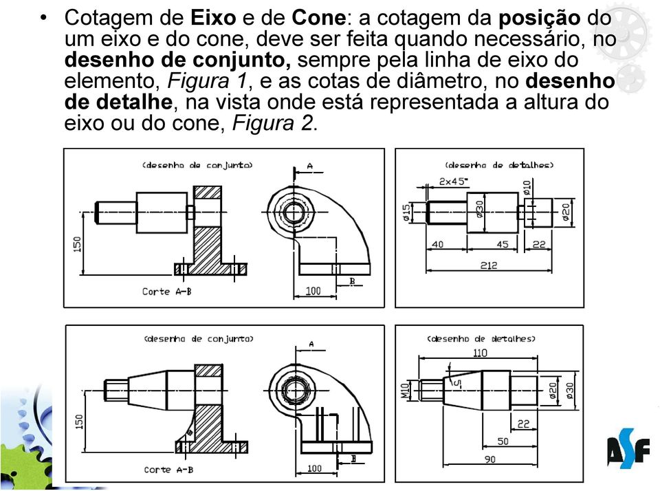 linha de eixo do elemento, Figura 1, e as cotas de diâmetro, no desenho