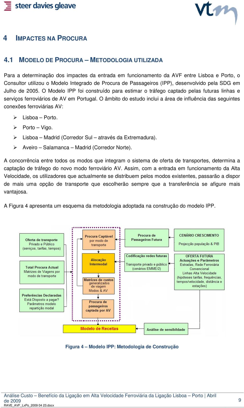 (IPP), desenvolvido pela SDG em Julho de 2005. O Modelo IPP foi construído para estimar o tráfego captado pelas futuras linhas e serviços ferroviários de AV em Portugal.