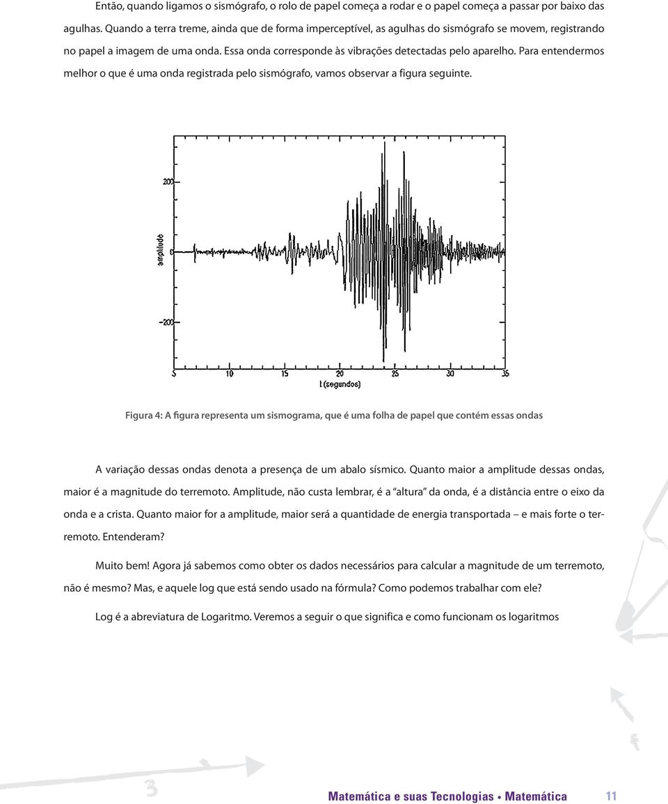 Para entendermos melhor o que é uma onda registrada pelo sismógrafo, vamos observar a figura seguinte.