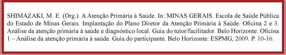 Implantação do Plano Diretor da Atenção Primária à Saúde. Oficina 2 e 3.