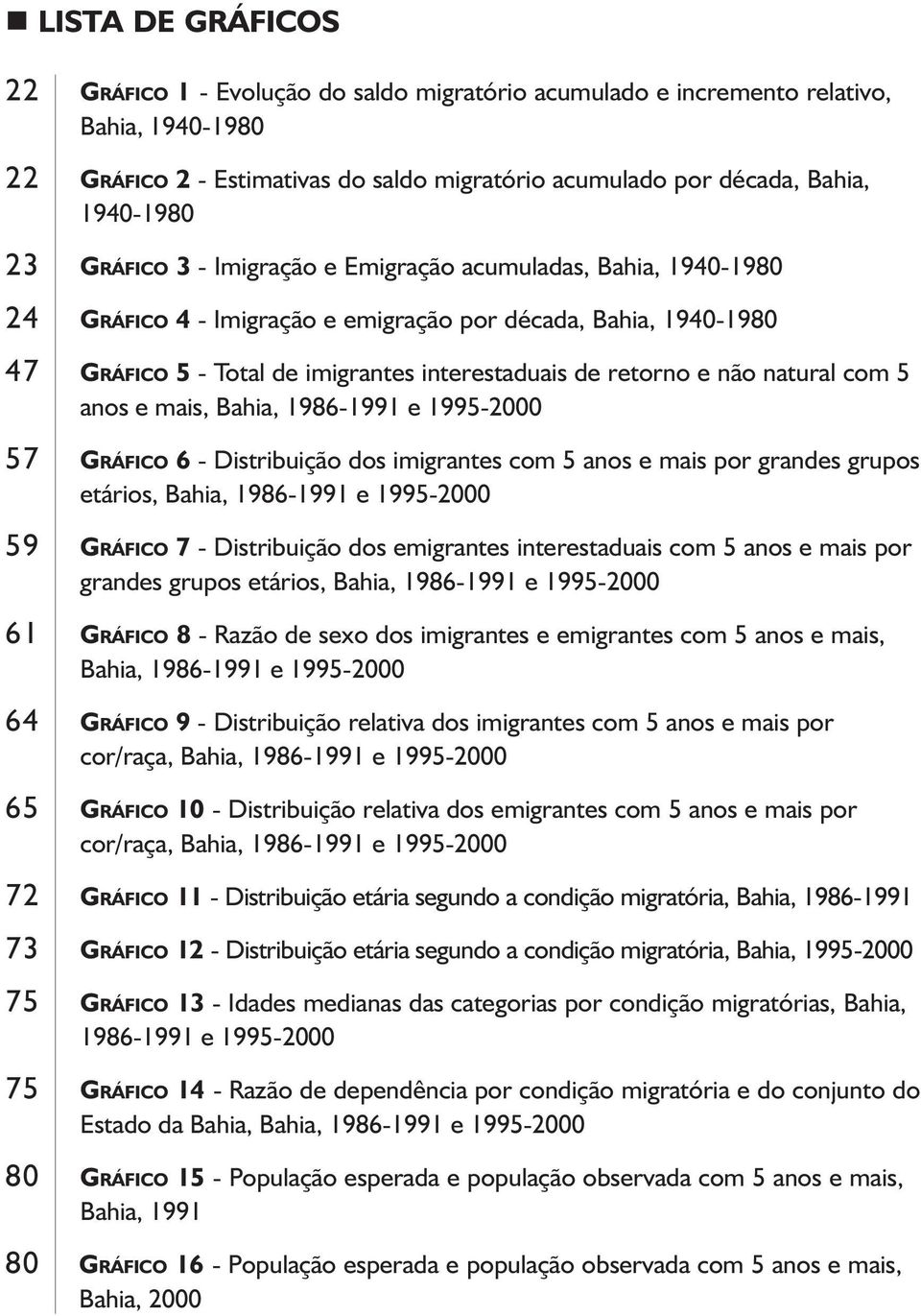 natural com 5 anos e mais, Bahia, 57 GRÁFICO 6 - Distribuição dos imigrantes com 5 anos e mais por grandes grupos etários, Bahia, 59 GRÁFICO 7 - Distribuição dos emigrantes interestaduais com 5 anos