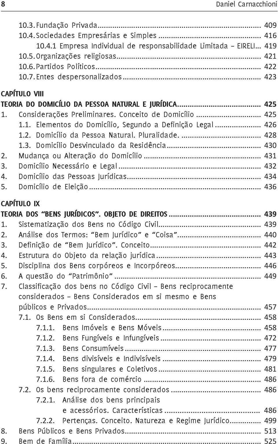 .. 425 1.1. Elementos do Domicílio, Segundo a Definição Legal... 426 1.2. Domicílio da Pessoa Natural. Pluralidade... 428 1.3. Domicílio Desvinculado da Residência... 430 2.