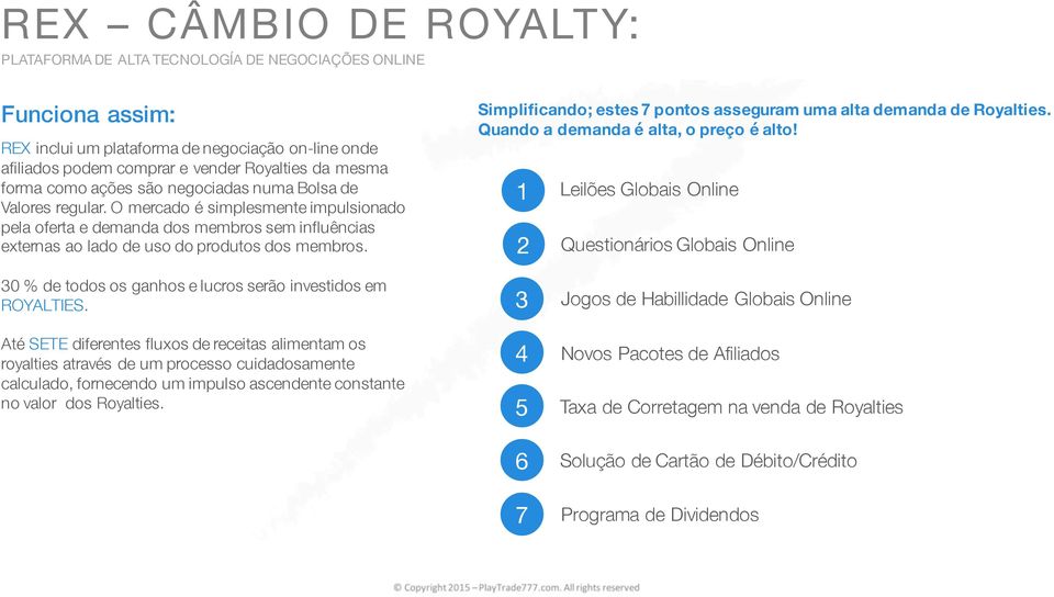 Simplificando; estes 7 pontos asseguram uma alta demanda de Royalties. Quando a demanda é alta, o preço é alto!