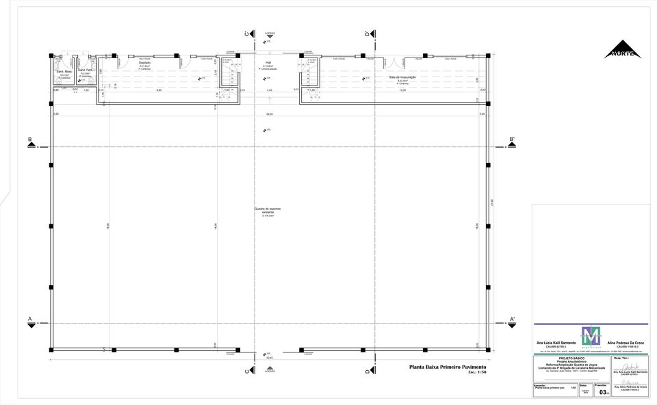 03 Á:31,20m² Á:16,28m² P: C erâmico P: C imento a lisado 04 04 05 06 07 08 0,30 06 0,10 05 07 08 Sala de m usculação 1,50 0,15 8,95 1,35 09 0,15 4,40 0,15 09 1,35 12,30 0,15 1,15 0,80x2,50 0,80x2,50