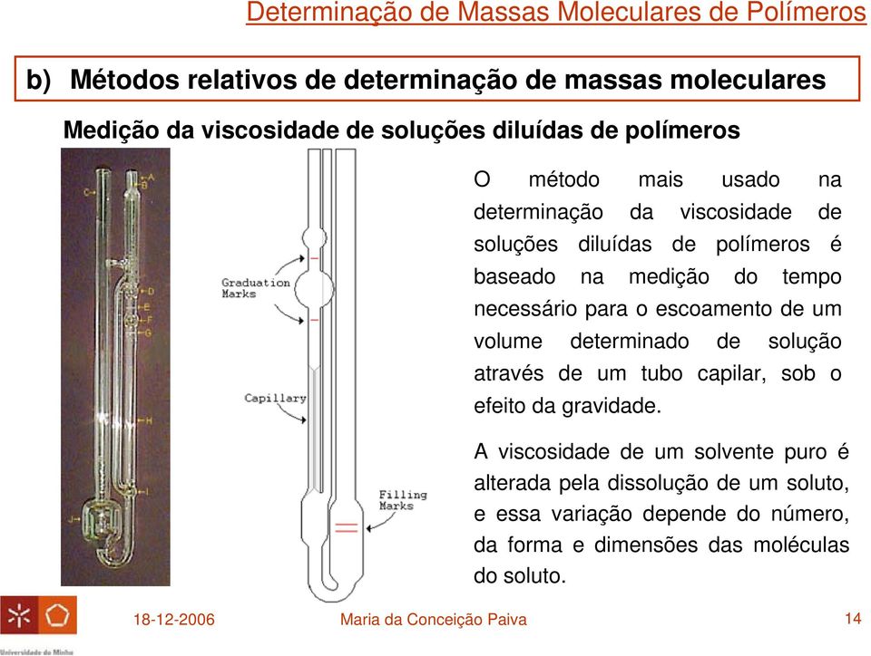 determinado de solução através de um tubo capilar, sob o efeito da gravidade.