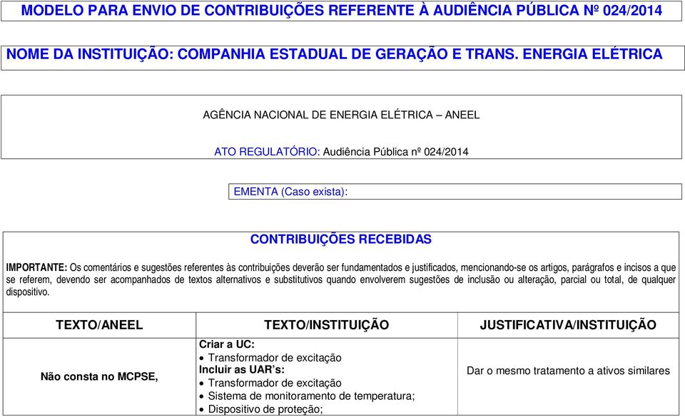 referentes às contribuições deverão ser fundamentados e justificados, mencionando-se os artigos, parágrafos e incisos a que se referem, devendo ser acompanhados de textos alternativos e substitutivos