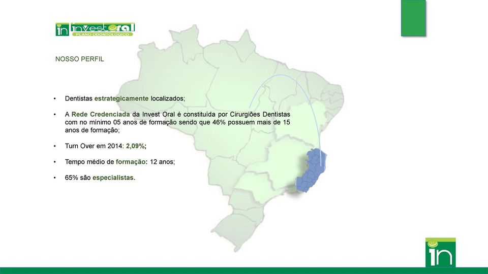 anos de formação sendo que 46% possuem mais de 15 anos de formação; Turn