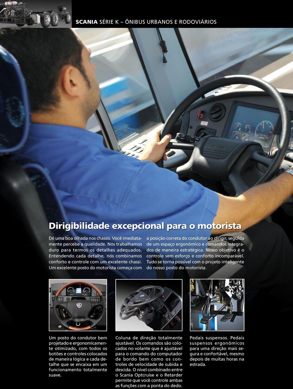 Um excelente posto do motorista começa com a posição correta do condutor ao dirigir, seguida de um espaço ergonômico e comandos integrados de maneira estratégica.