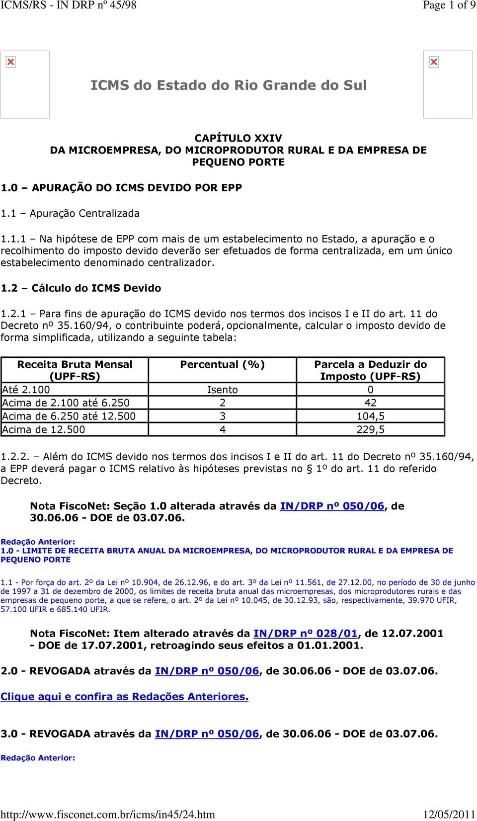 0 APURAÇÃO DO ICMS DEVIDO POR EPP 1.