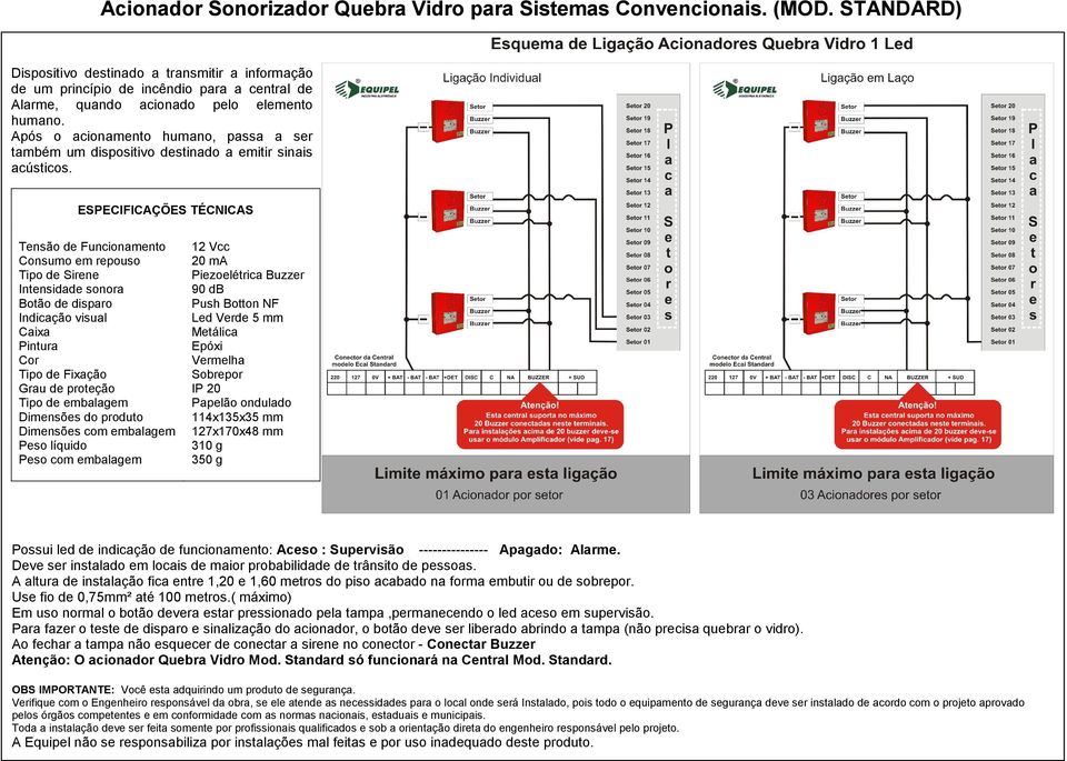 Após o acionamento humano, passa a ser também um dispositivo destinado a emitir sinais acústicos.